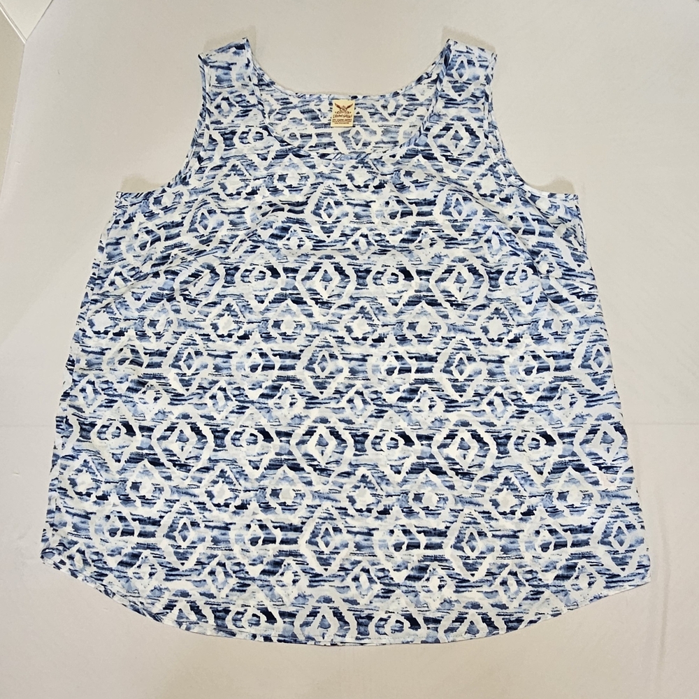 Faded Glory Blue Tribal Print Tank Top • 2X Sleeveless Blouse